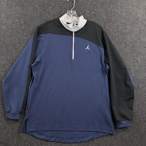 Jordan Pullover Men's Large Blue Black Colorblock 1/4 Zip Jumpman Shirt Nike